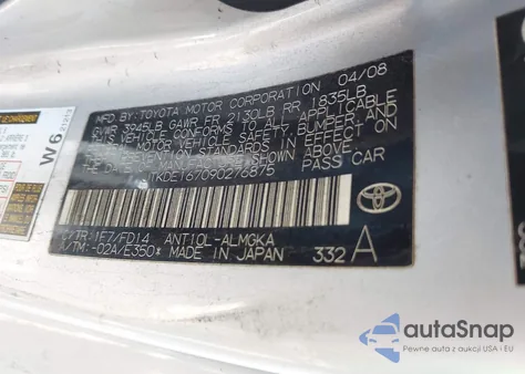 2009 Scion Tc z USA, uszkodzony, nr VIN JTKDE167090276875